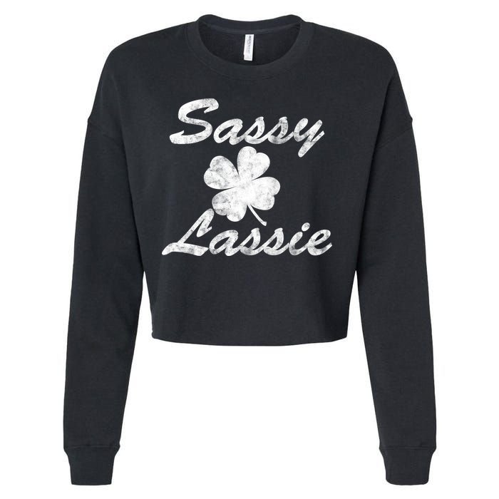 Sassy Lassy Irish Clover St. Patricks Day Cropped Pullover Crew