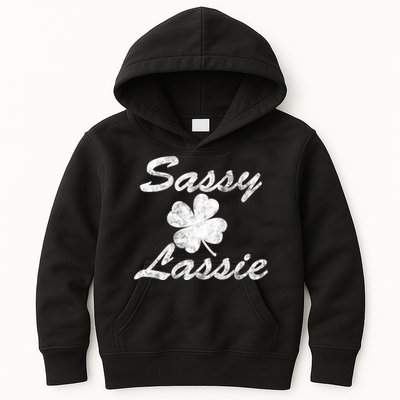 Sassy Lassy Irish Clover St. Patricks Day Kids Hoodie