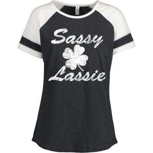 Sassy Lassy Irish Clover St. Patricks Day Enza Ladies Jersey Colorblock Tee