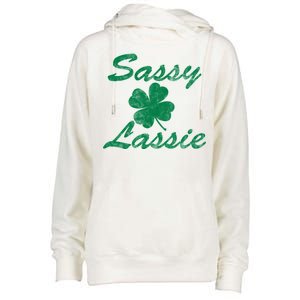 Sassy Lassy Irish Clover St. Patricks Day Womens Funnel Neck Pullover Hood