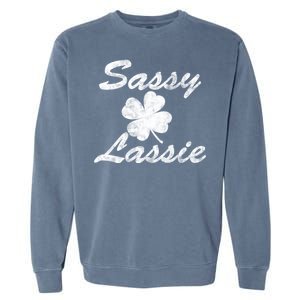 Sassy Lassy Irish Clover St. Patricks Day Garment-Dyed Sweatshirt