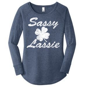 Sassy Lassy Irish Clover St. Patricks Day Women's Perfect Tri Tunic Long Sleeve Shirt