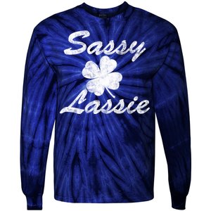 Sassy Lassy Irish Clover St. Patricks Day Tie-Dye Long Sleeve Shirt