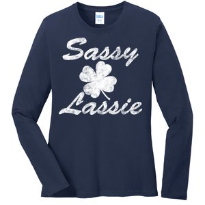 Sassy Lassy Irish Clover St. Patricks Day Ladies Long Sleeve Shirt