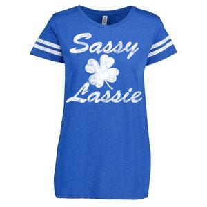 Sassy Lassy Irish Clover St. Patricks Day Enza Ladies Jersey Football T-Shirt