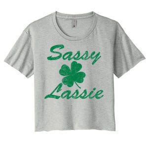 Sassy Lassy Irish Clover St. Patricks Day Women's Crop Top Tee