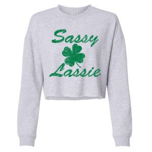 Sassy Lassy Irish Clover St. Patricks Day Cropped Pullover Crew