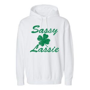 Sassy Lassy Irish Clover St. Patricks Day Garment-Dyed Fleece Hoodie