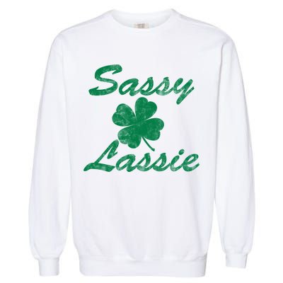 Sassy Lassy Irish Clover St. Patricks Day Garment-Dyed Sweatshirt