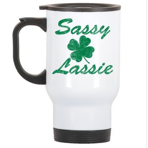 Sassy Lassy Irish Clover St. Patricks Day Stainless Steel Travel Mug