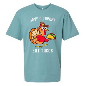 Save a Turkey Eat Tacos Mexican Funny Thanksgiving Sueded Cloud Jersey T-Shirt