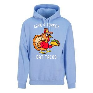 Save a Turkey Eat Tacos Mexican Funny Thanksgiving Unisex Surf Hoodie