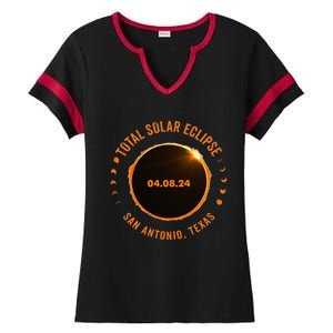 San Antonio Texas State Solar Eclipse 2024 Ladies Halftime Notch Neck Tee