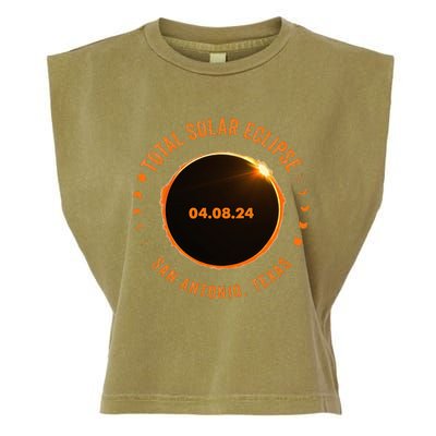 San Antonio Texas State Solar Eclipse 2024 Garment-Dyed Women's Muscle Tee