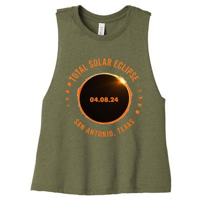 San Antonio Texas State Solar Eclipse 2024 Women's Racerback Cropped Tank