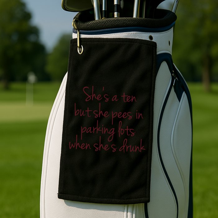 Shes A Ten But She Pees In Parking Lots When Shes Drunk Golf Towel