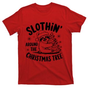 Slothing Around The Christmas Tree Funny Sloth Cute Xmas T-Shirt