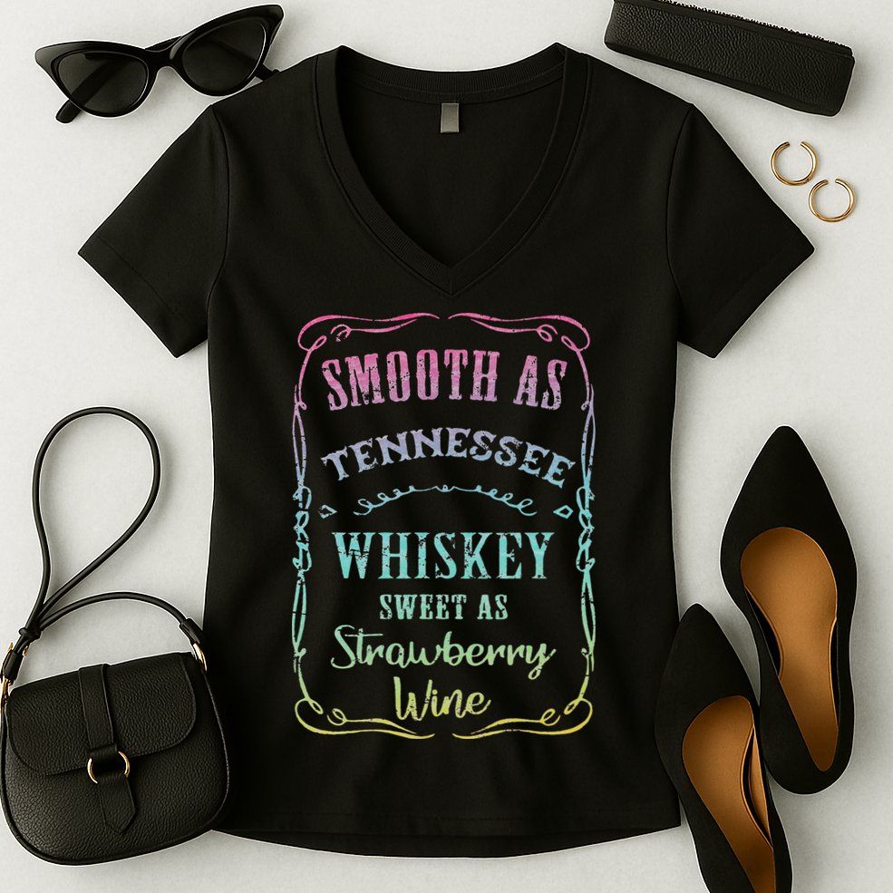 Smooth as Tennessee Whiskey Funny Humour Tee Vacation Women's V-Neck T-Shirt