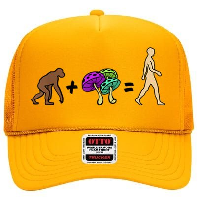 Stoned Ape Theory Psychedelic Magic Mushroom Monkey High Crown Mesh Back Trucker Hat