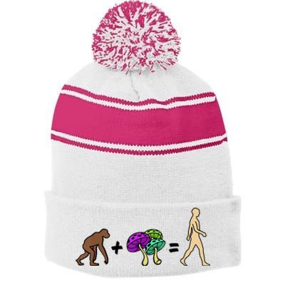 Stoned Ape Theory Psychedelic Magic Mushroom Monkey Stripe Pom Pom Beanie