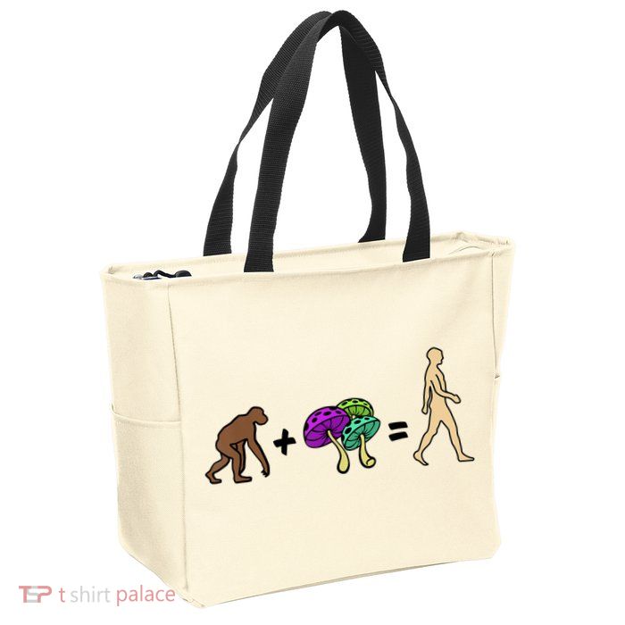 Stoned Ape Theory Psychedelic Magic Mushroom Monkey Zip Tote Bag