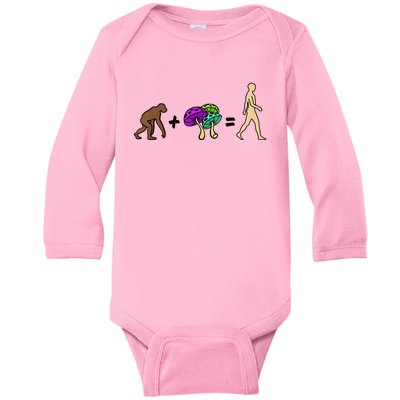 Stoned Ape Theory Psychedelic Magic Mushroom Monkey Baby Long Sleeve Bodysuit