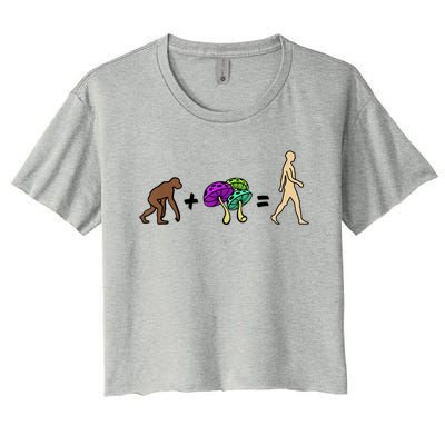 Stoned Ape Theory Psychedelic Magic Mushroom Monkey Women's Crop Top Tee