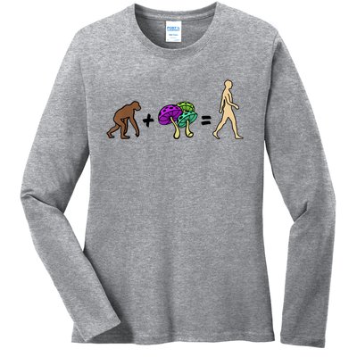 Stoned Ape Theory Psychedelic Magic Mushroom Monkey Ladies Long Sleeve Shirt