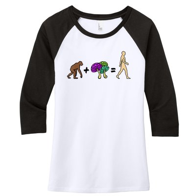 Stoned Ape Theory Psychedelic Magic Mushroom Monkey Women's Tri-Blend 3/4-Sleeve Raglan Shirt