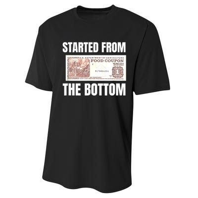 Started At The Bottom Funny Food Stamp 80s 90s Kids Know Performance Sprint T-Shirt