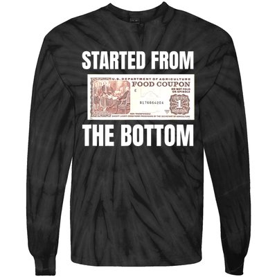 Started At The Bottom Funny Food Stamp 80s 90s Kids Know Tie-Dye Long Sleeve Shirt