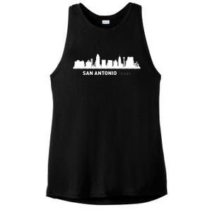 San Antonio Texas Skyline Ladies PosiCharge Tri-Blend Wicking Tank