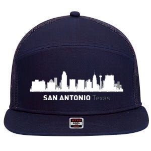 San Antonio Texas Skyline 7 Panel Mesh Trucker Snapback Hat