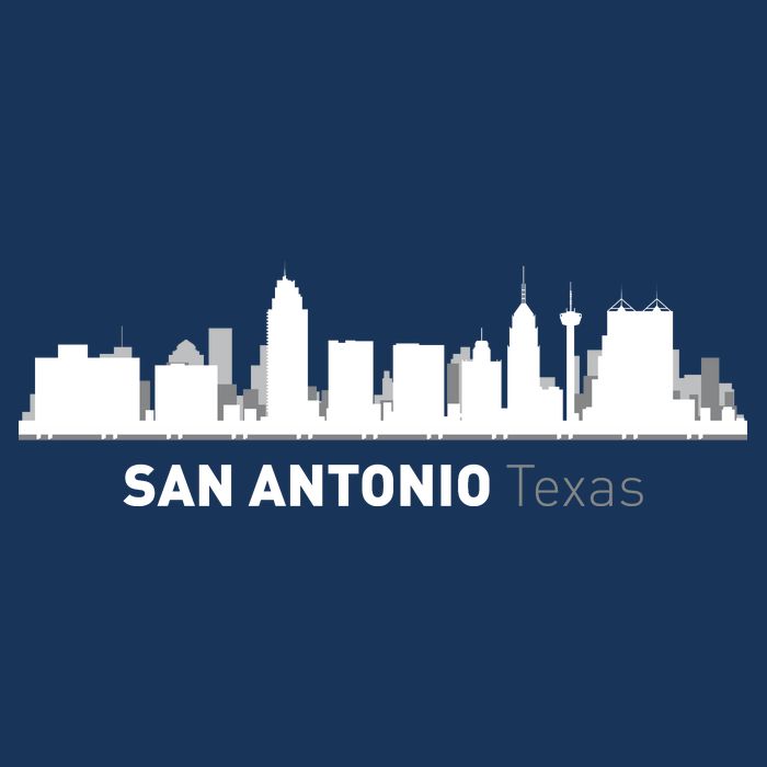 San Antonio Texas Skyline 7 Panel Mesh Trucker Snapback Hat