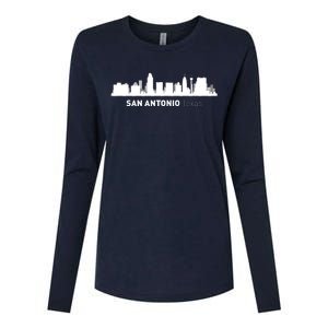 San Antonio Texas Skyline Womens Cotton Relaxed Long Sleeve T-Shirt