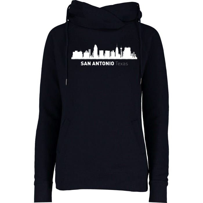 San Antonio Texas Skyline Womens Funnel Neck Pullover Hood