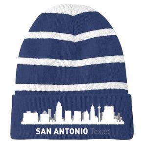 San Antonio Texas Skyline Striped Beanie with Solid Band