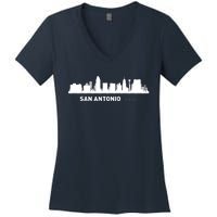 San Antonio Texas Skyline Women's V-Neck T-Shirt