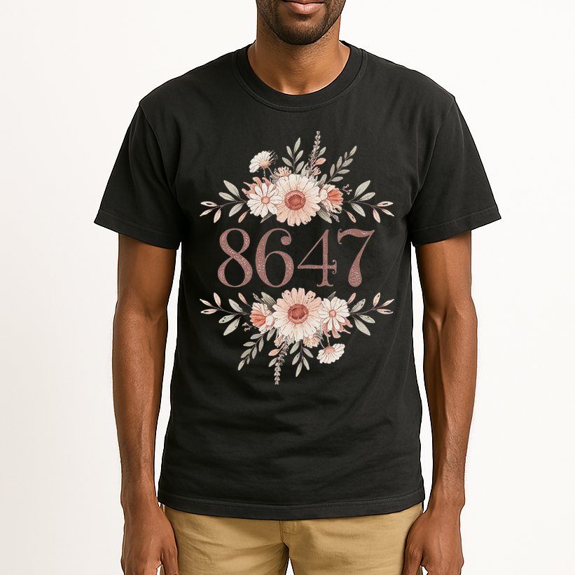 Subtle Anti Trump 8647 Flower Floral Boho President Liberal Tall T-Shirt