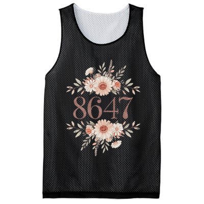 Subtle Anti Trump 8647 Flower Floral Boho President Liberal Mesh Reversible Basketball Jersey Tank