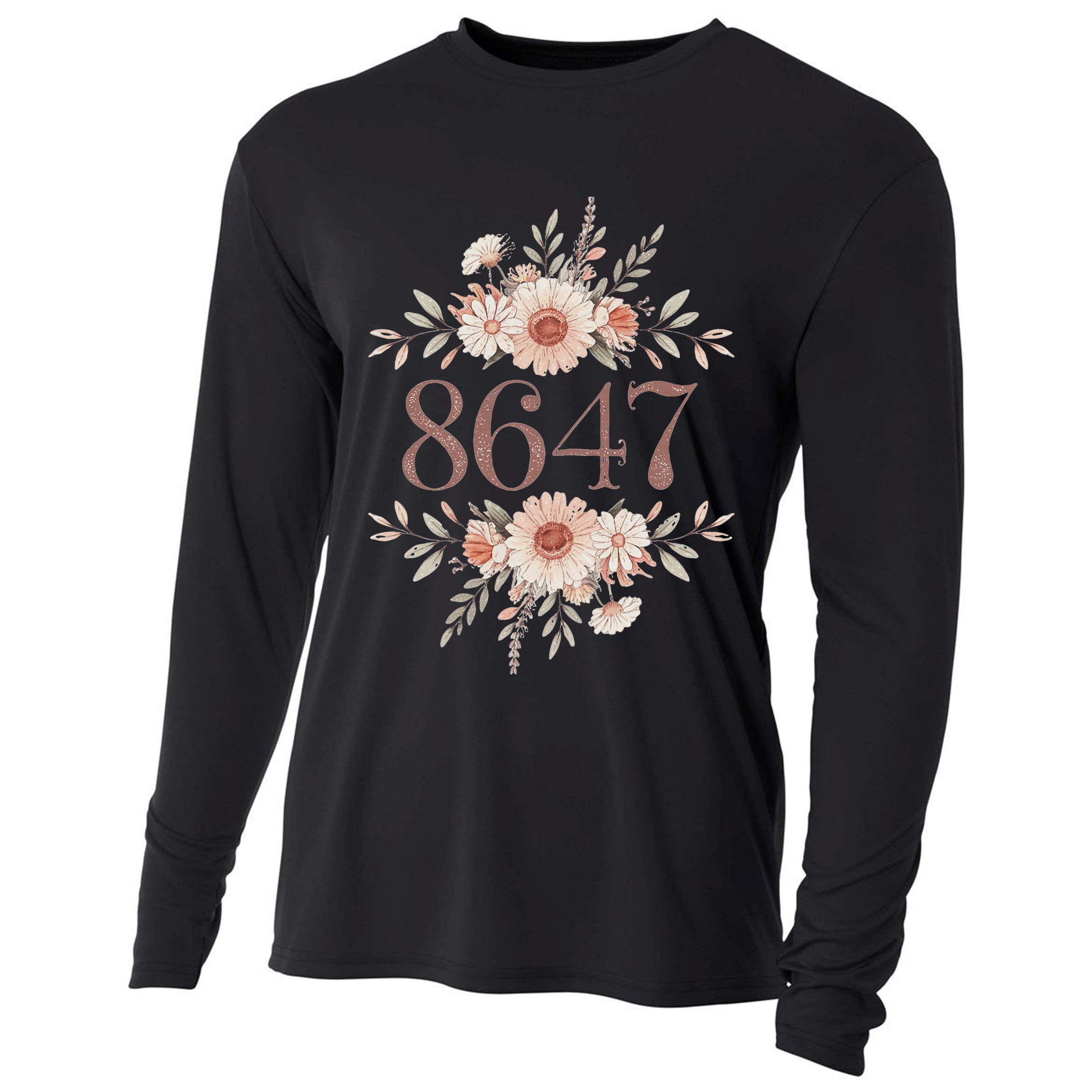 Subtle Anti Trump 8647 Flower Floral Boho President Liberal Cooling Performance Long Sleeve Crew
