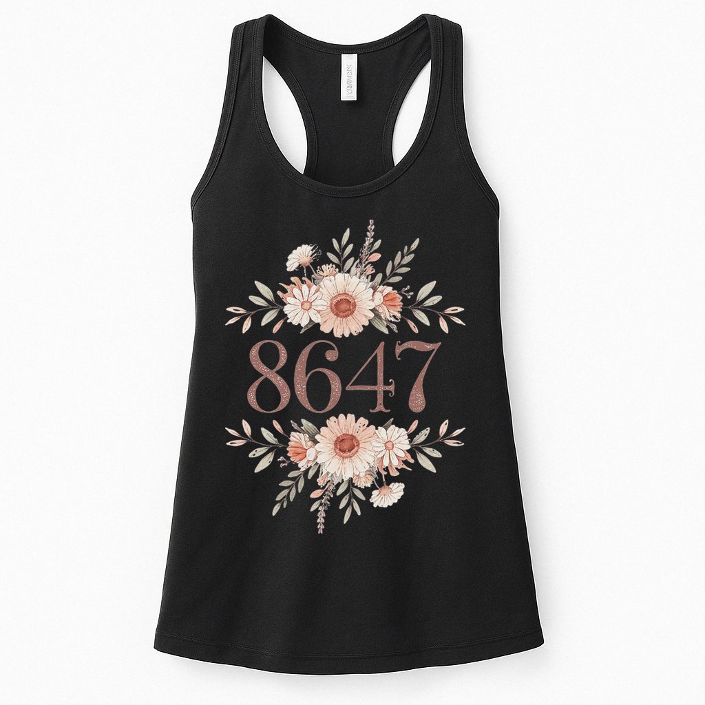 Subtle Anti Trump 8647 Flower Floral Boho President Liberal Womens Tank Top