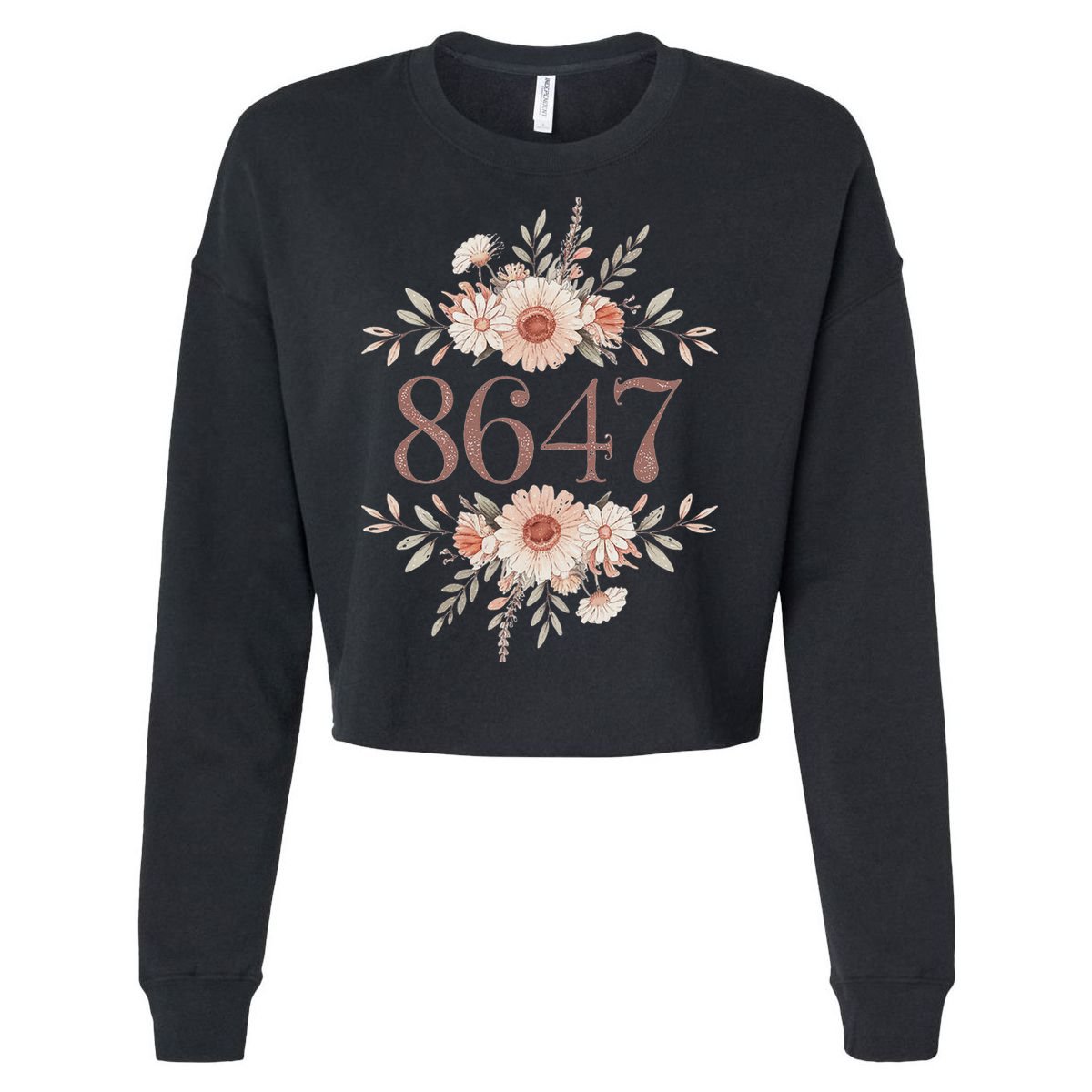 Subtle Anti Trump 8647 Flower Floral Boho President Liberal Cropped Pullover Crew