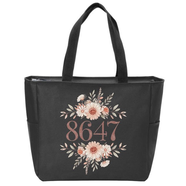 Subtle Anti Trump 8647 Flower Floral Boho President Liberal Zip Tote Bag