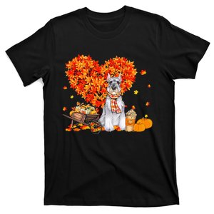 Schnauzer Autumn Tree Fall Leaves Pumpkin Dog Lover T-Shirt