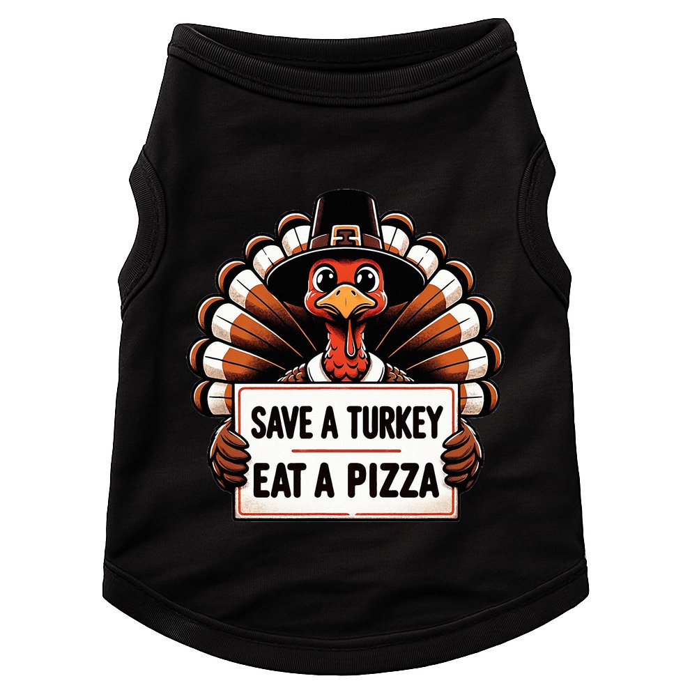 Save A Turkey Eat A Pizza Pilgrim Turkey  Doggie Tank
