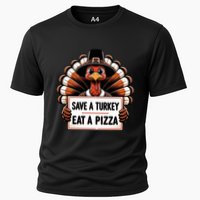 Save A Turkey Eat A Pizza Pilgrim Turkey  Cooling Performance Crew T-Shirt