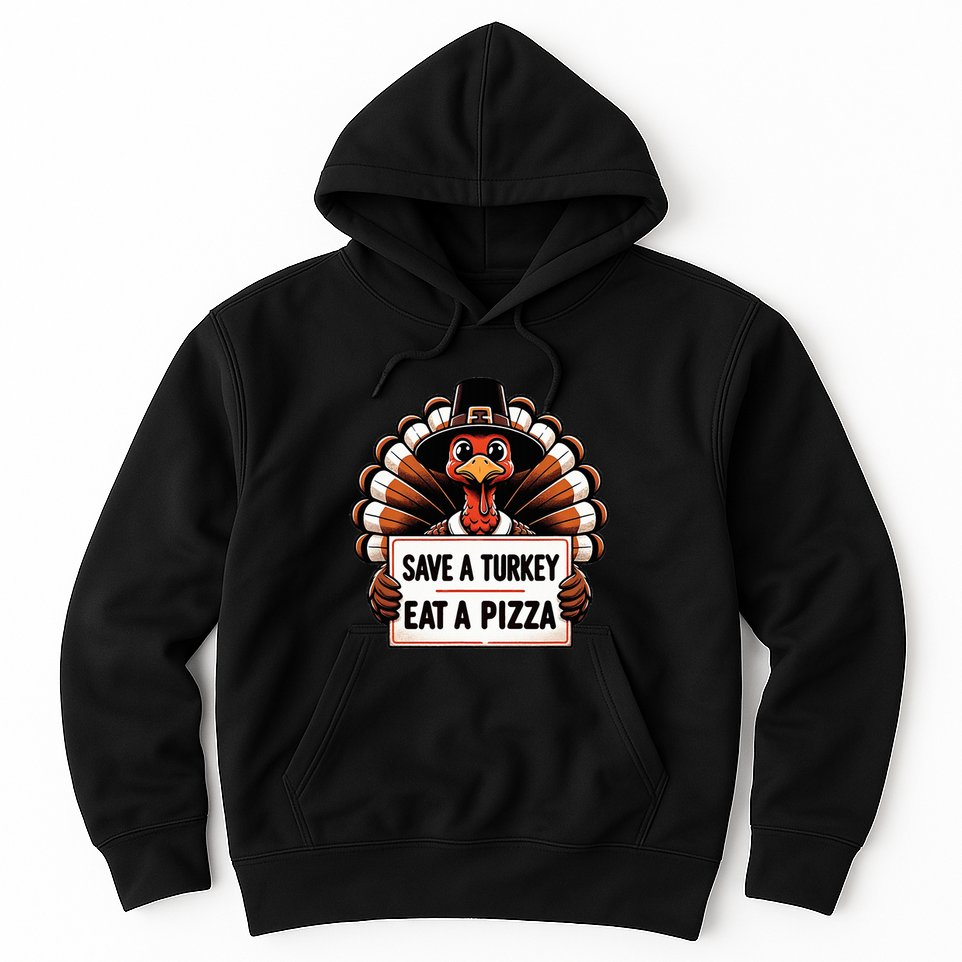 Save A Turkey Eat A Pizza Pilgrim Turkey  Hoodie
