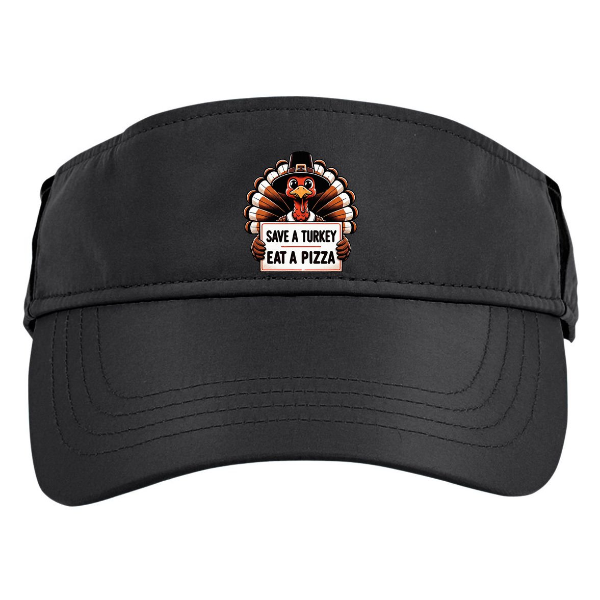 Save A Turkey Eat A Pizza Pilgrim Turkey  Adult Drive Performance Visor