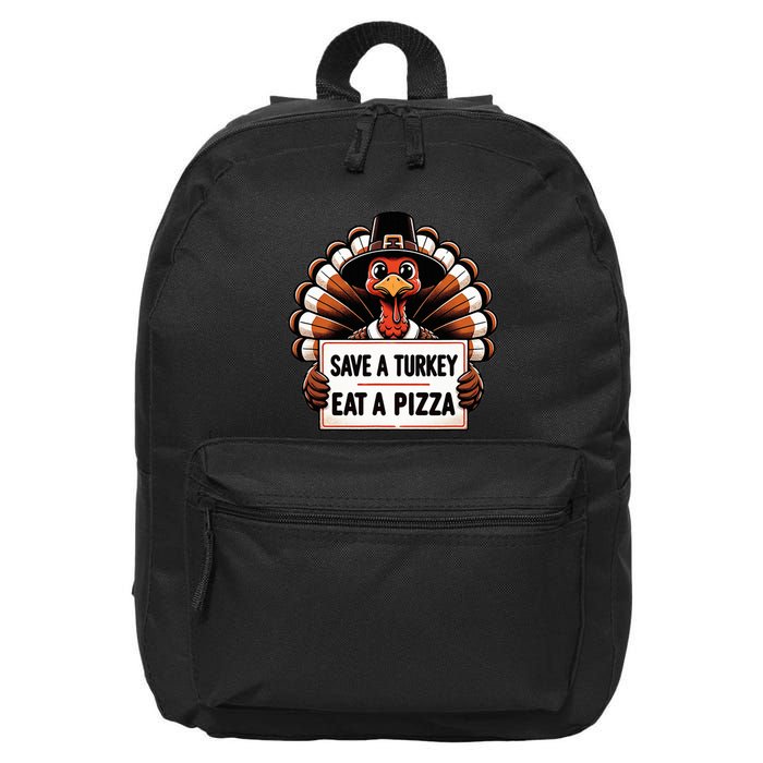 Save A Turkey Eat A Pizza Pilgrim Turkey  16 in Basic Backpack